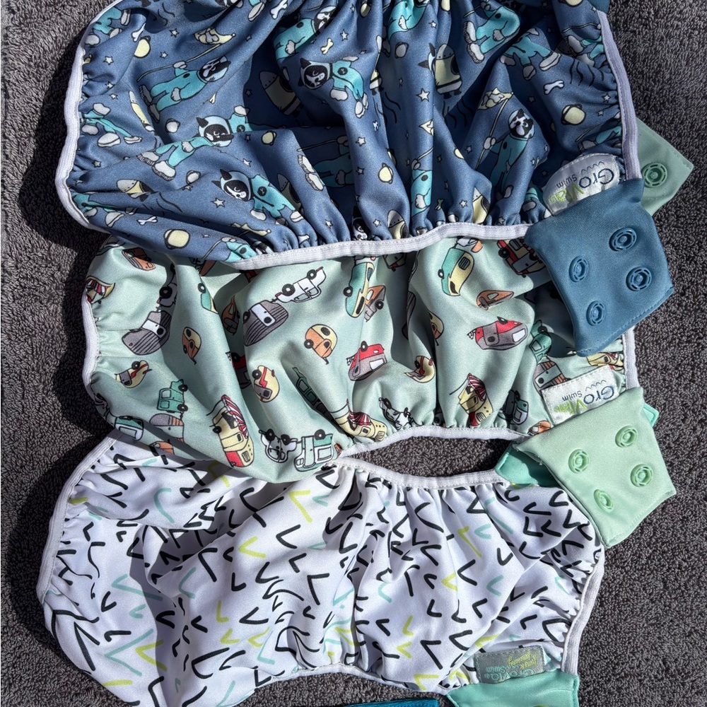 3 grovia swim diapers, size 2 (16-33 lbs)